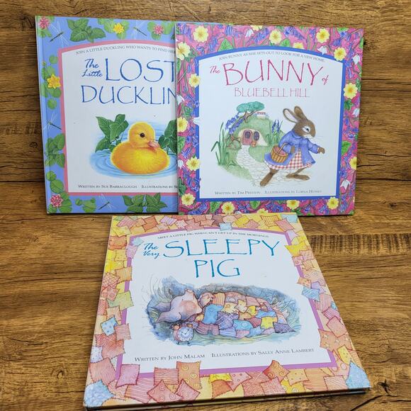 3 Children's Books Sleepy Pig Lost Duck Bunny nighttime reading picture book - Picture 1 of 6